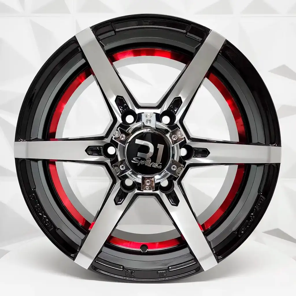 RIN 16X8.5 6-114.3 R1 SPORT 0133 MACHINE BLACK+RED UNDERCUT ET10 CB66.1 