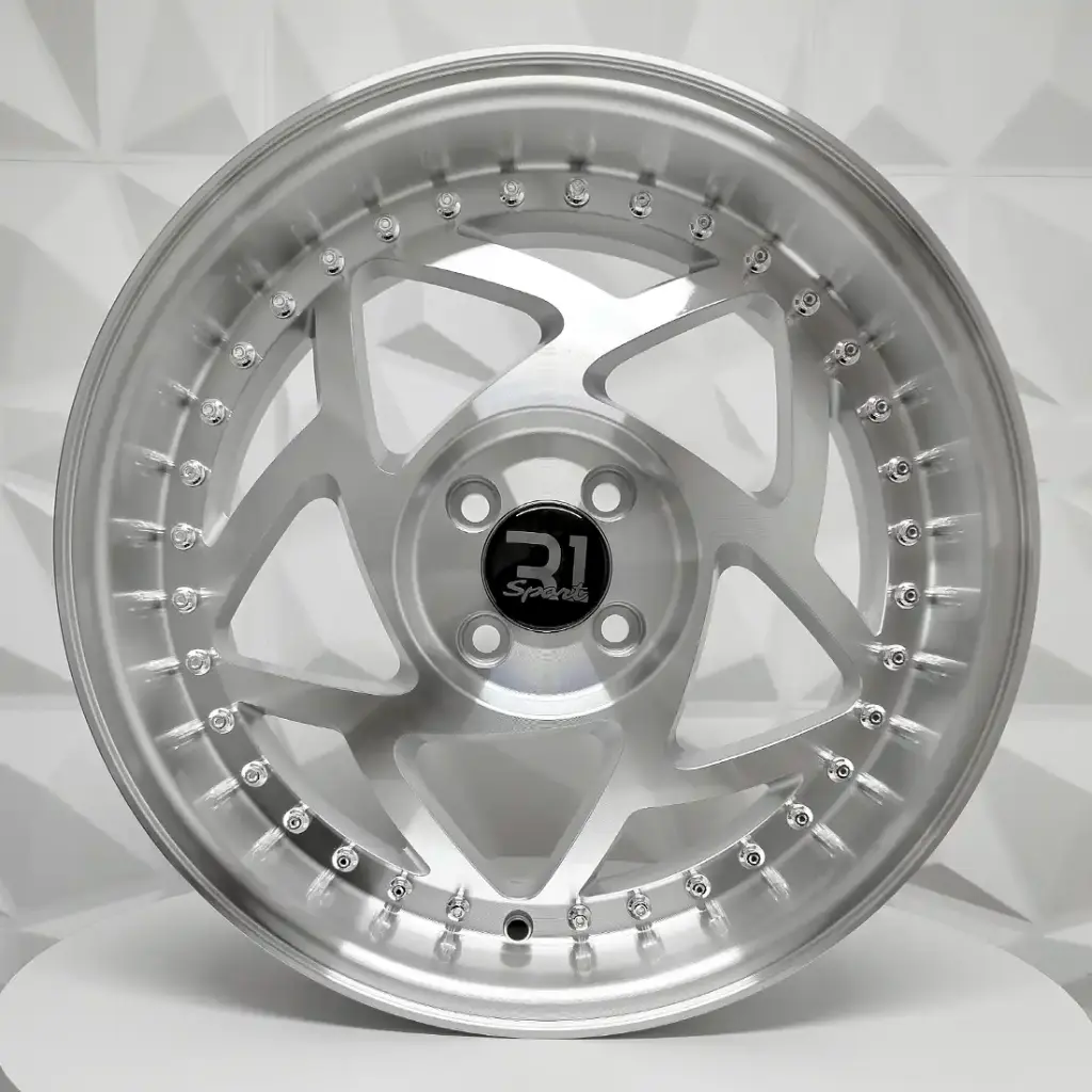 RIN 17X9 5-100 R1 SPORT SW395 SILVER MACHINE FACE ML CHROME RIVETS ET25 CB73.1