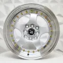 RIN 15X8 4-100/114.3 R1 SPORT 1064 SILVER MI GOLD RIVETS ET20 CB73.1